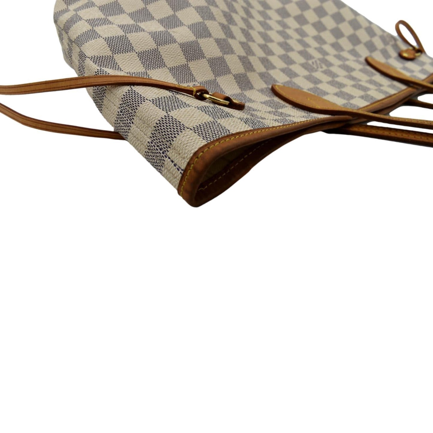 LOUIS VUITTON Neverfull MM Damier Azur Shoulder Bag White