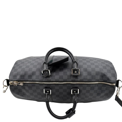 LOUIS VUITTON Keepall 45 Bandouliere Damier Graphite Travel Bag Black