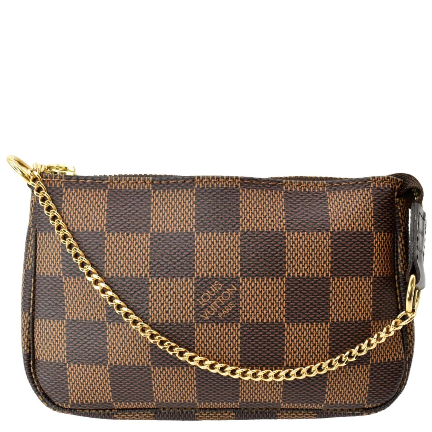 LOUIS VUITTON Mini Pochette Damier Ebene Accessories Pouch Brown