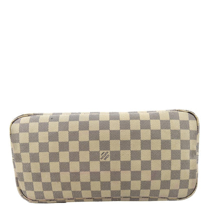 LOUIS VUITTON Neverfull MM Damier Azur Shoulder Bag White