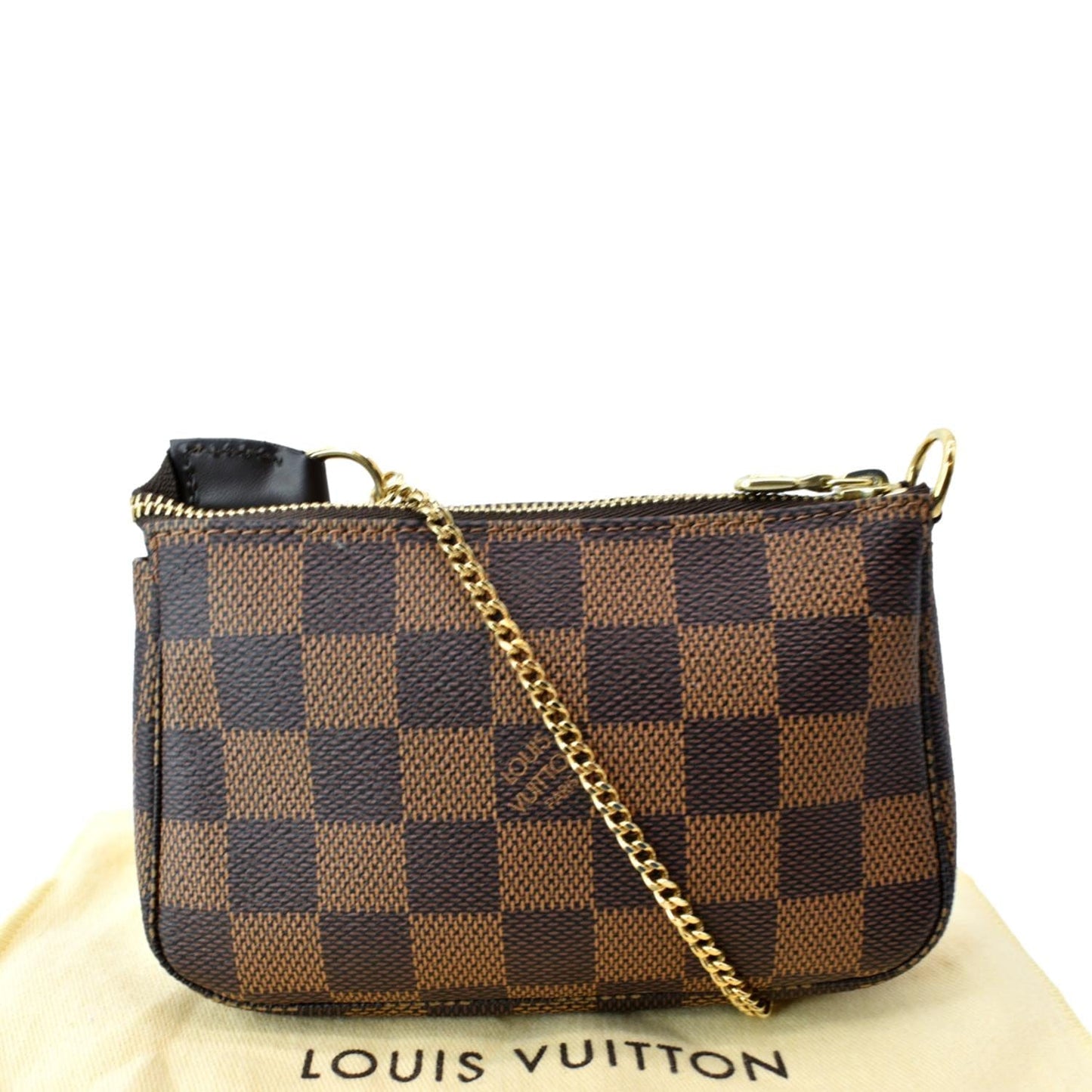LOUIS VUITTON Mini Pochette Damier Ebene Accessories Pouch Brown