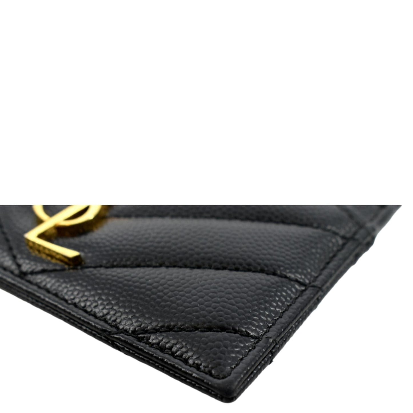 YVES SAINT LAURENT Monogram Grain Leather Card Case Black