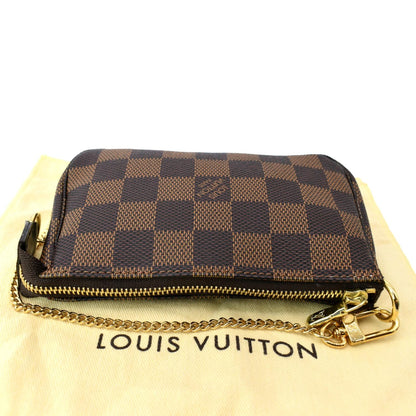 LOUIS VUITTON Mini Pochette Damier Ebene Accessories Pouch Brown