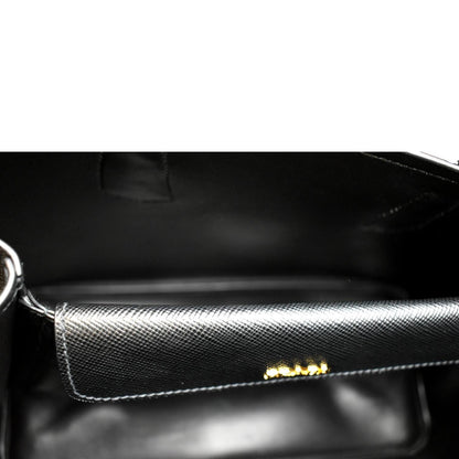 PRADA Double Handle Saffiano Leather Tote Bag Black