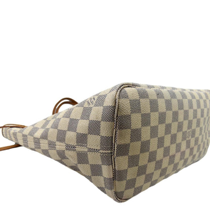 LOUIS VUITTON Neverfull MM Damier Azur Shoulder Bag White