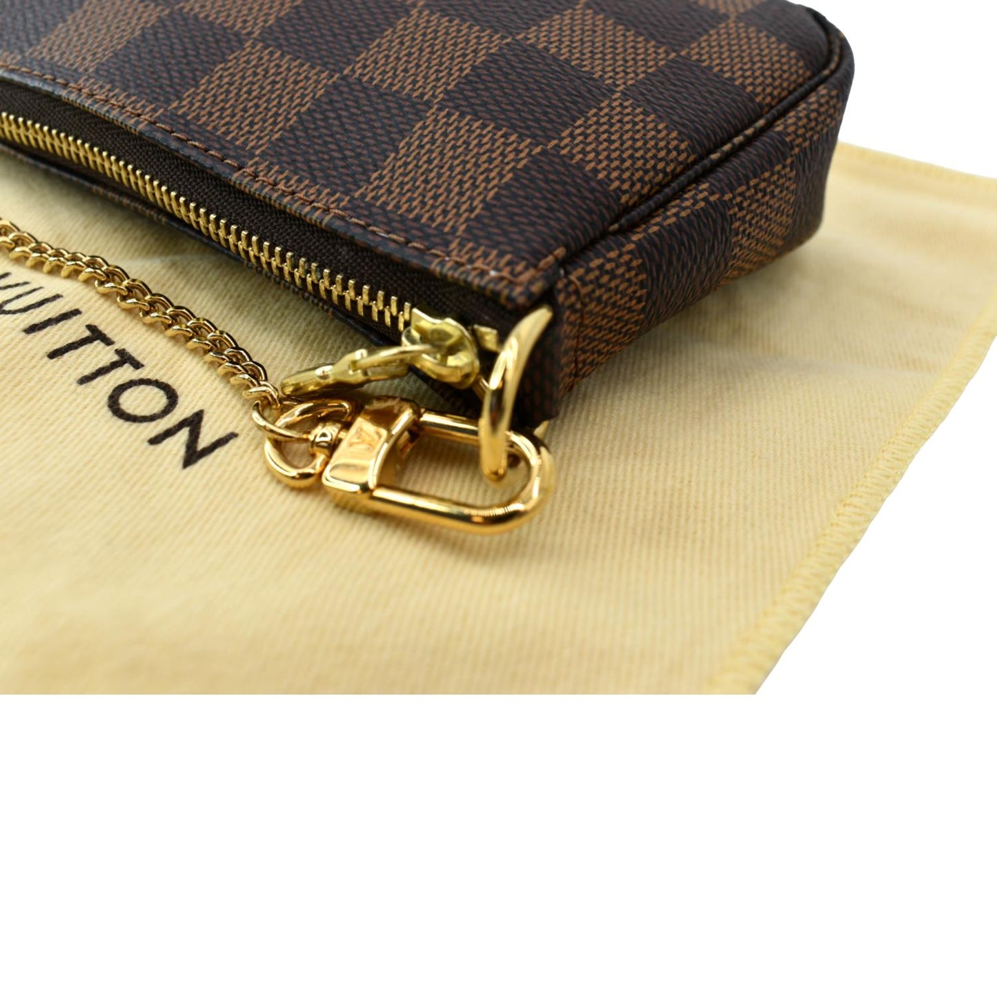 LOUIS VUITTON Mini Pochette Damier Ebene Accessories Pouch Brown
