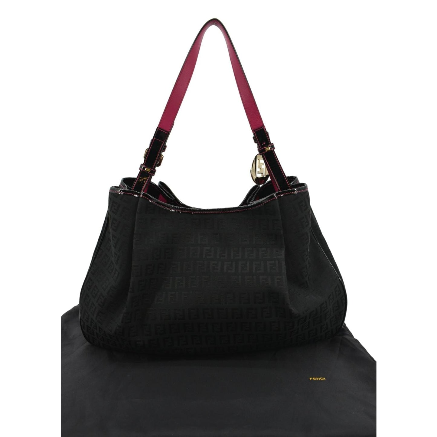 FENDI Zucchino Print Canvas Shopping Tote Bag Black