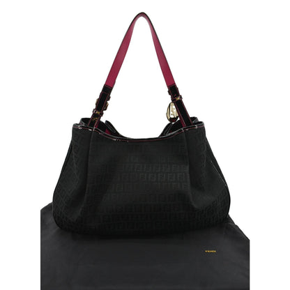 FENDI Zucchino Print Canvas Shopping Tote Bag Black