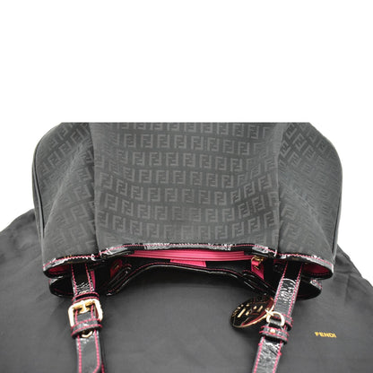 FENDI Zucchino Print Canvas Shopping Tote Bag Black