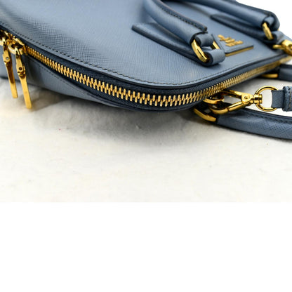 PRADA Fuoco Lux Saffiano Leather Crossbody Bag Light Blue