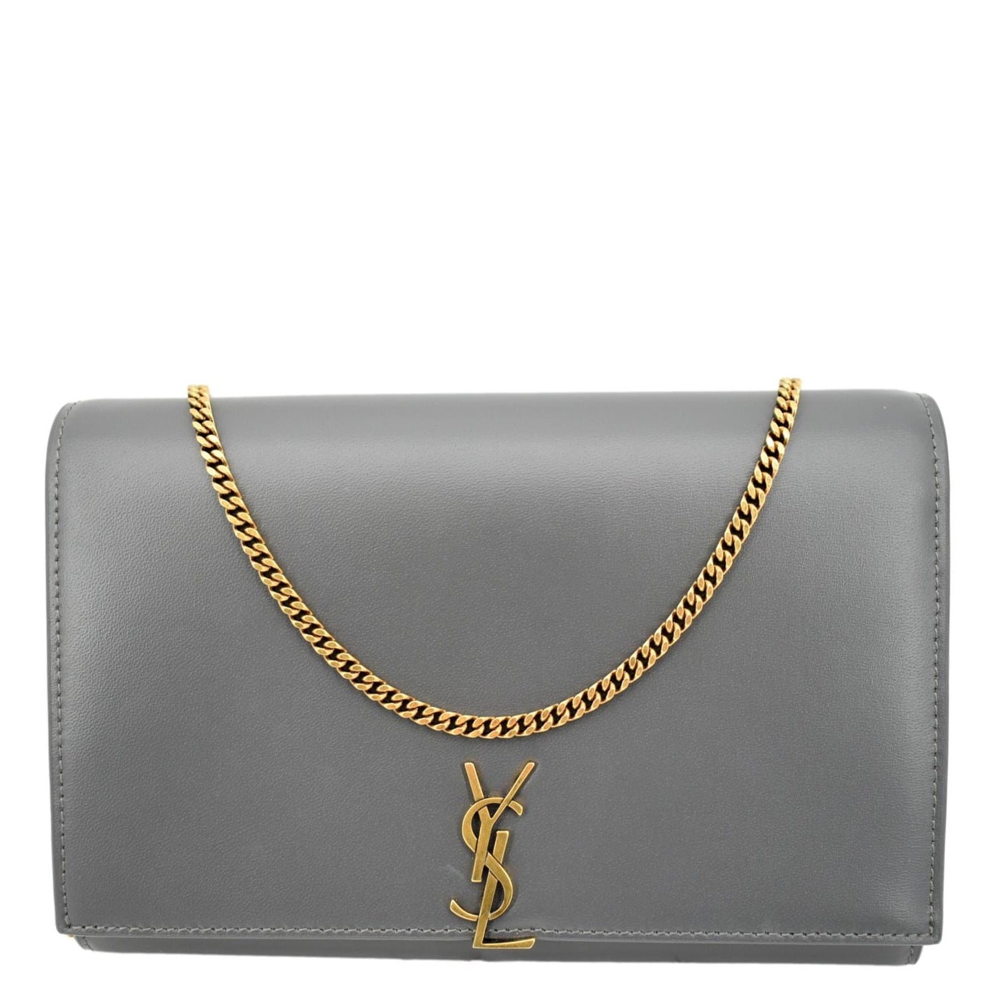Yves Saint Laurent Flap Leather Shoulder Bag Light Gray- sold