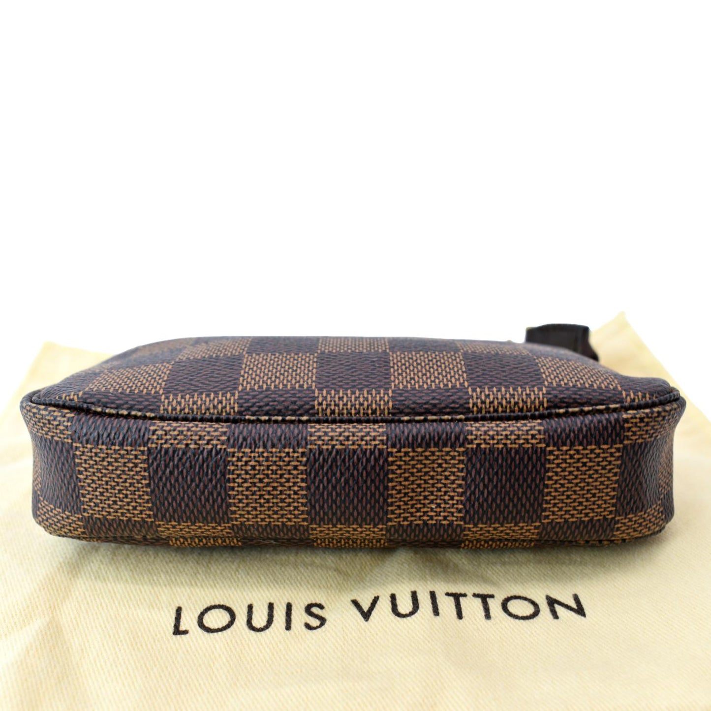 LOUIS VUITTON Mini Pochette Damier Ebene Accessories Pouch Brown