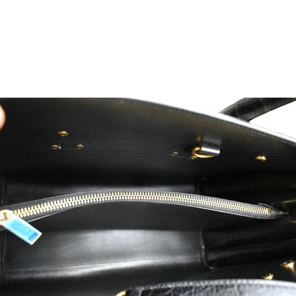 YVES SAINT LAURENT Sac de Jour Crocodile-Embossed Satchel Bag Black