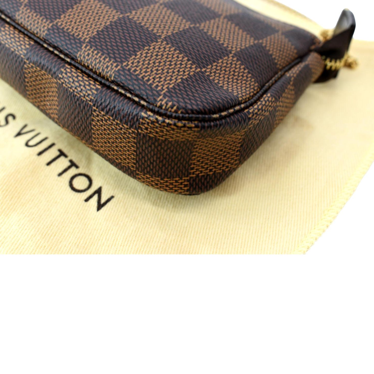 LOUIS VUITTON Mini Pochette Damier Ebene Accessories Pouch Brown