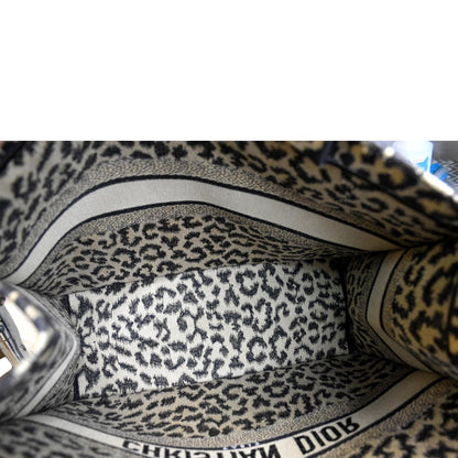 CHRISTIAN DIOR Leopard Large Book Mizza Embroidered Tote Bag Beige