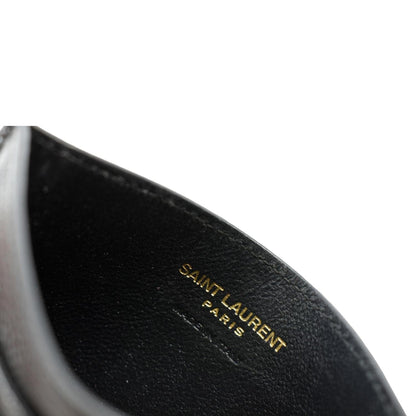 YVES SAINT LAURENT Monogram Grain Leather Card Case Black