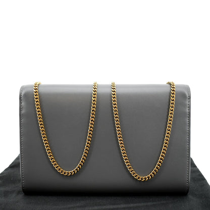 Yves Saint Laurent Flap Leather Shoulder Bag Light Gray- sold