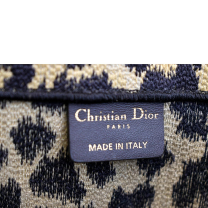 CHRISTIAN DIOR Leopard Large Book Mizza Embroidered Tote Bag Beige