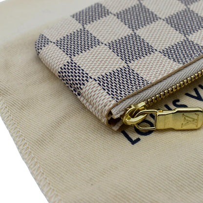 LOUIS VUITTON Key Coin Pouch Damier Azur White