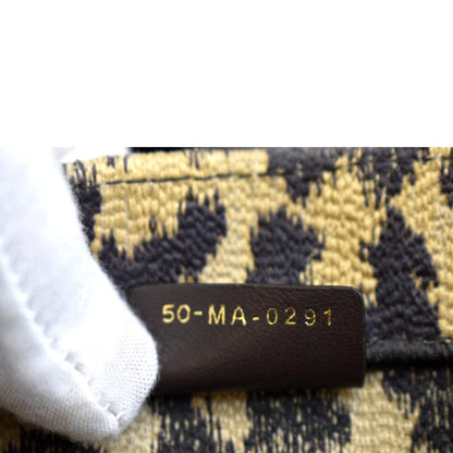 CHRISTIAN DIOR Leopard Large Book Mizza Embroidered Tote Bag Beige