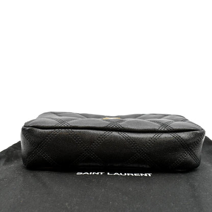 YVES SAINT LAURENT Becky Double Zip Lambskin Leather Crossbody Bag Black