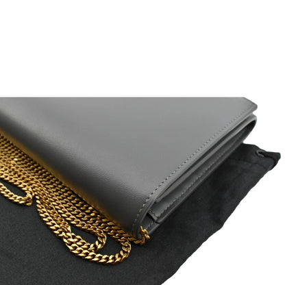 Yves Saint Laurent Flap Leather Shoulder Bag Light Gray- sold