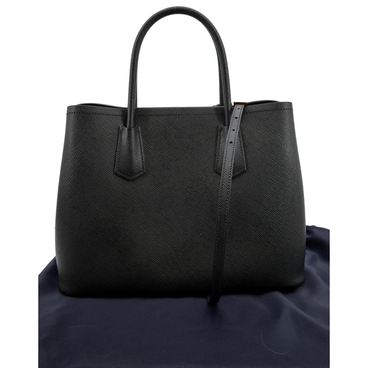 PRADA Double Handle Saffiano Leather Tote Bag Black