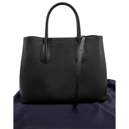 PRADA Double Handle Saffiano Leather Tote Bag Black