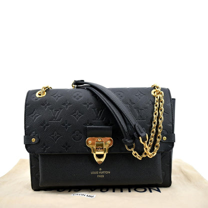 LOUIS VUITTON Vavin MM Monogram Empreinte Leather Shoulder Bag Black