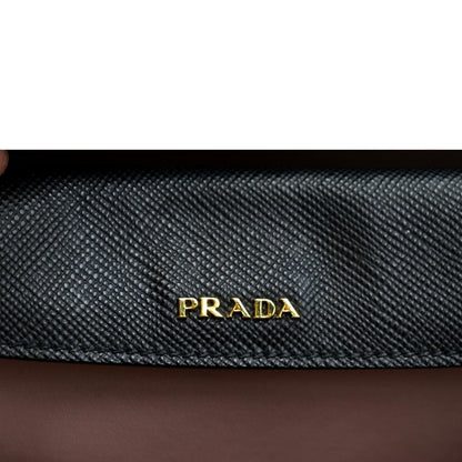 PRADA Medium Double Saffiano Leather Crossbody Bag Black