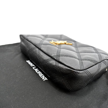 YVES SAINT LAURENT Becky Double Zip Lambskin Leather Crossbody Bag Black