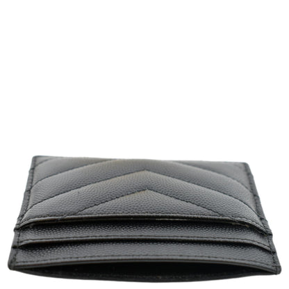 YVES SAINT LAURENT Monogram Grain Leather Card Case Black