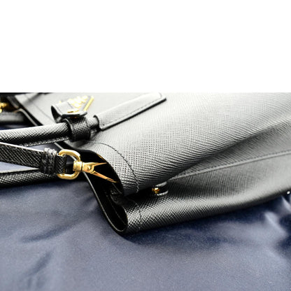 PRADA Double Handle Saffiano Leather Tote Bag Black