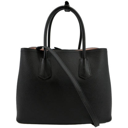 PRADA Medium Double Saffiano Leather Crossbody Bag Black