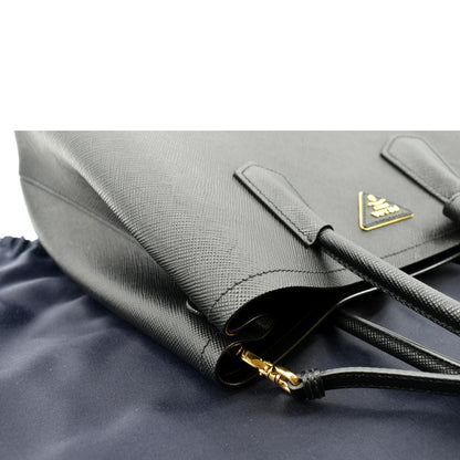PRADA Double Handle Saffiano Leather Tote Bag Black