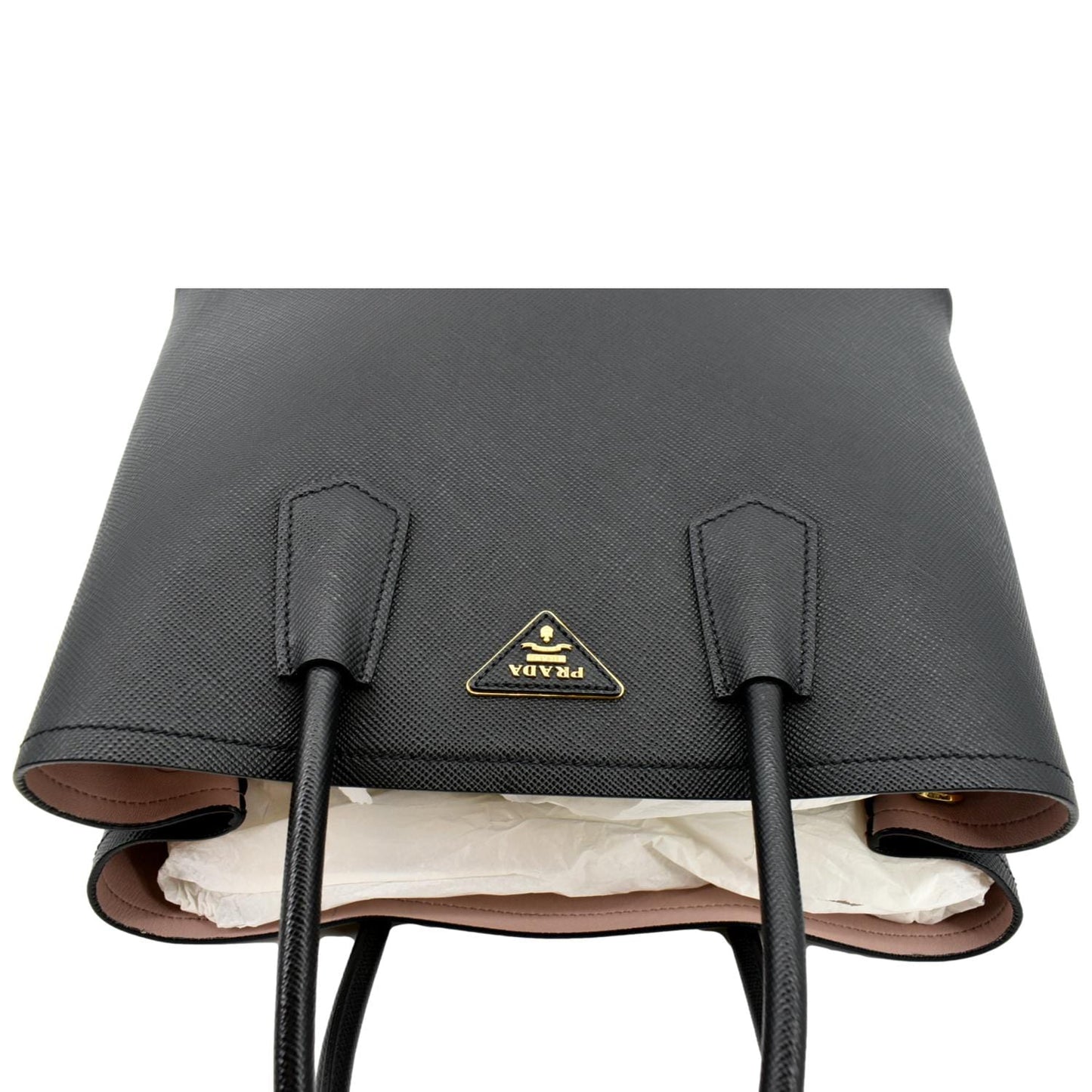 PRADA Medium Double Saffiano Leather Crossbody Bag Black