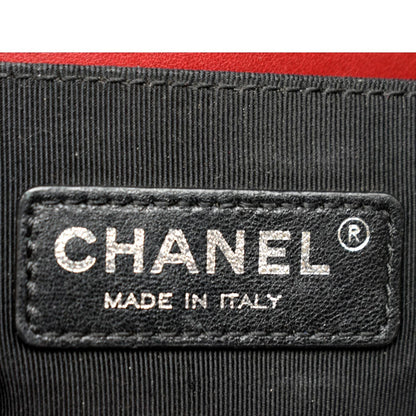 CHANEL Boy Flap Quilted Patent Leather Crossbody Bag Red