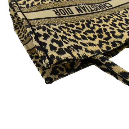 CHRISTIAN DIOR Leopard Large Book Mizza Embroidered Tote Bag Beige