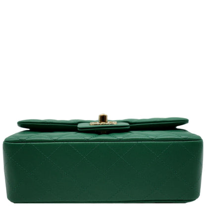 CHANEL Mini Rectangular Flap Quilted Leather Crossbody Bag Green