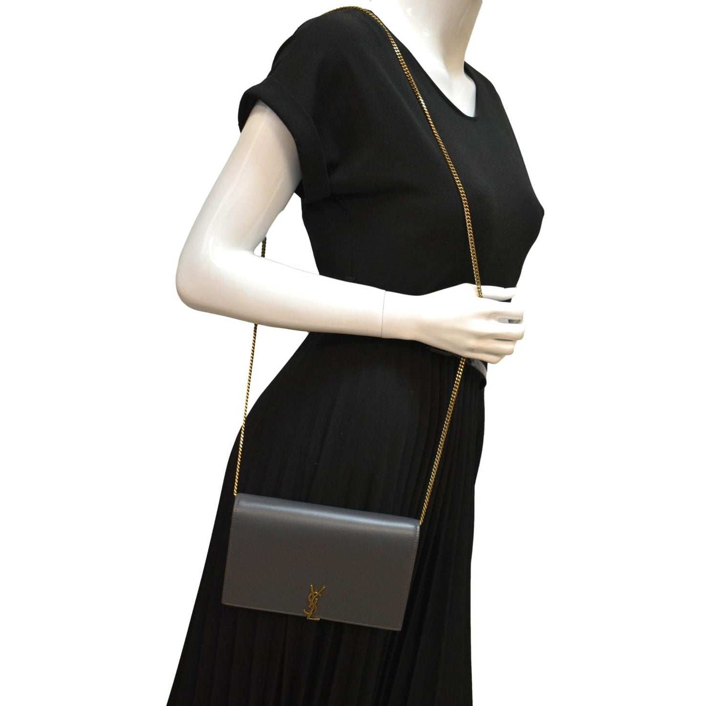 Yves Saint Laurent Flap Leather Shoulder Bag Light Gray- sold