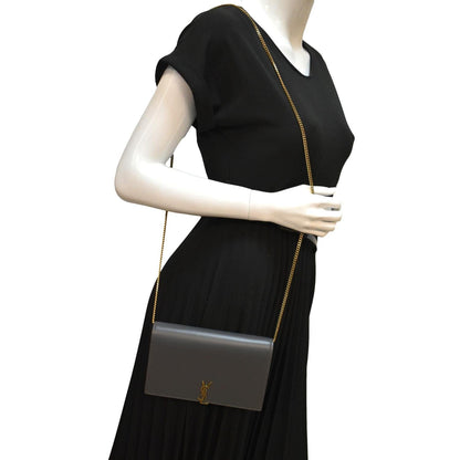 Yves Saint Laurent Flap Leather Shoulder Bag Light Gray- sold