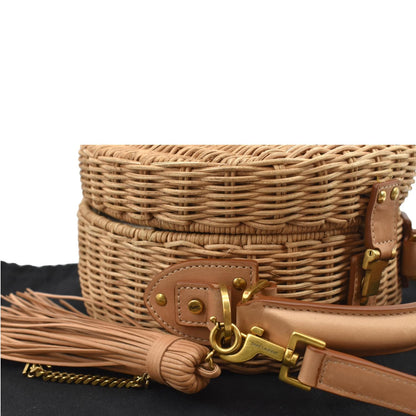 YVES SAINT LAURENT Mica Wicker Leather Crossbody Bag Beige