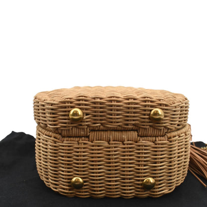 YVES SAINT LAURENT Mica Wicker Leather Crossbody Bag Beige