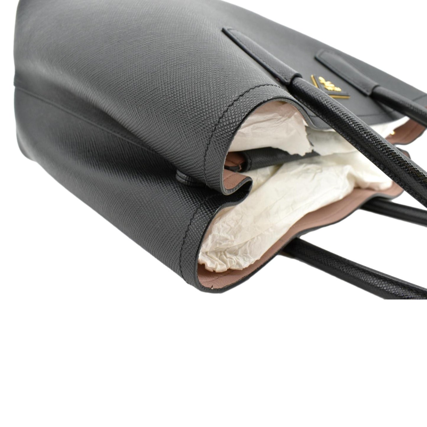 PRADA Medium Double Saffiano Leather Crossbody Bag Black
