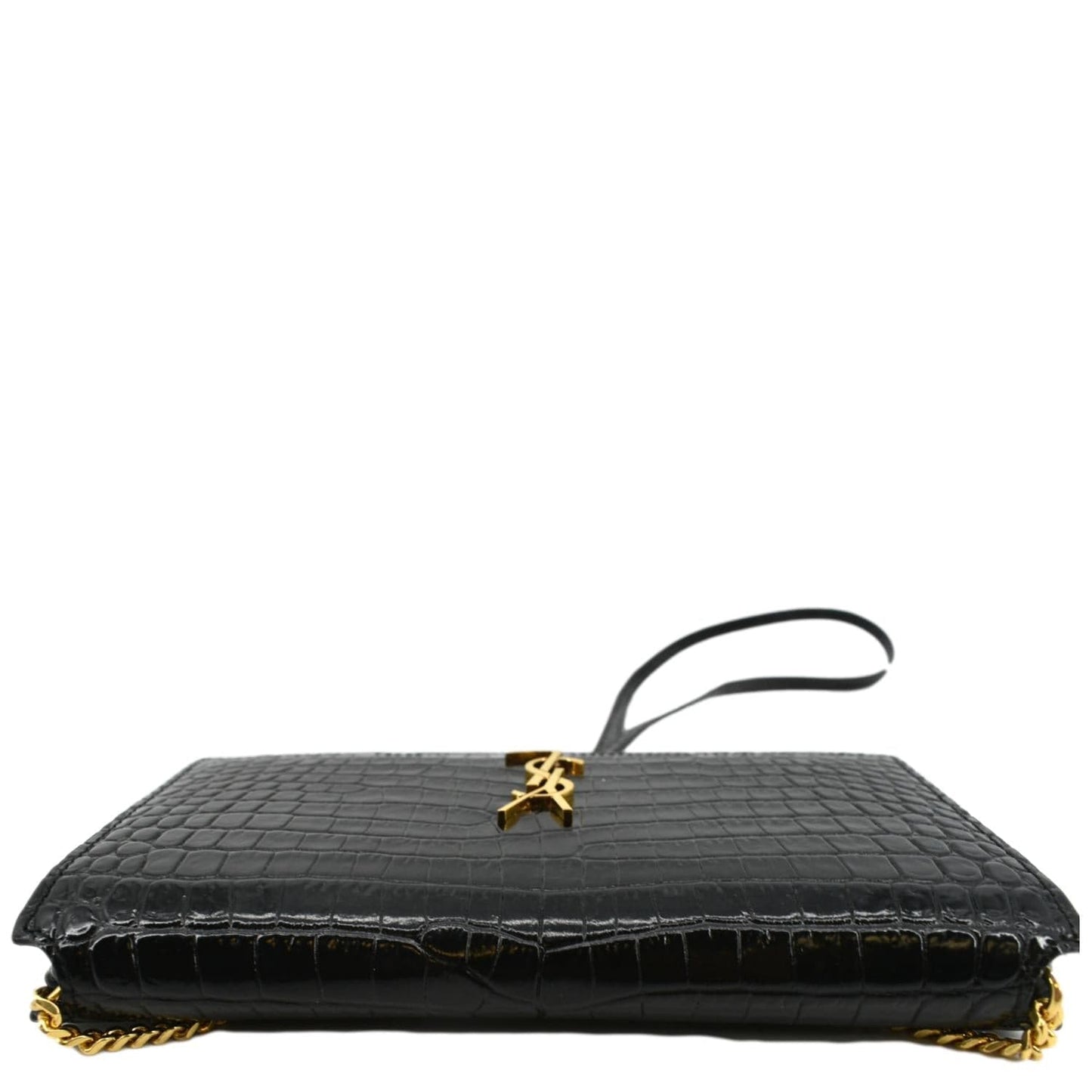 YVES SAINT LAURENT Kate Crocodile Leather Shoulder Bag Black