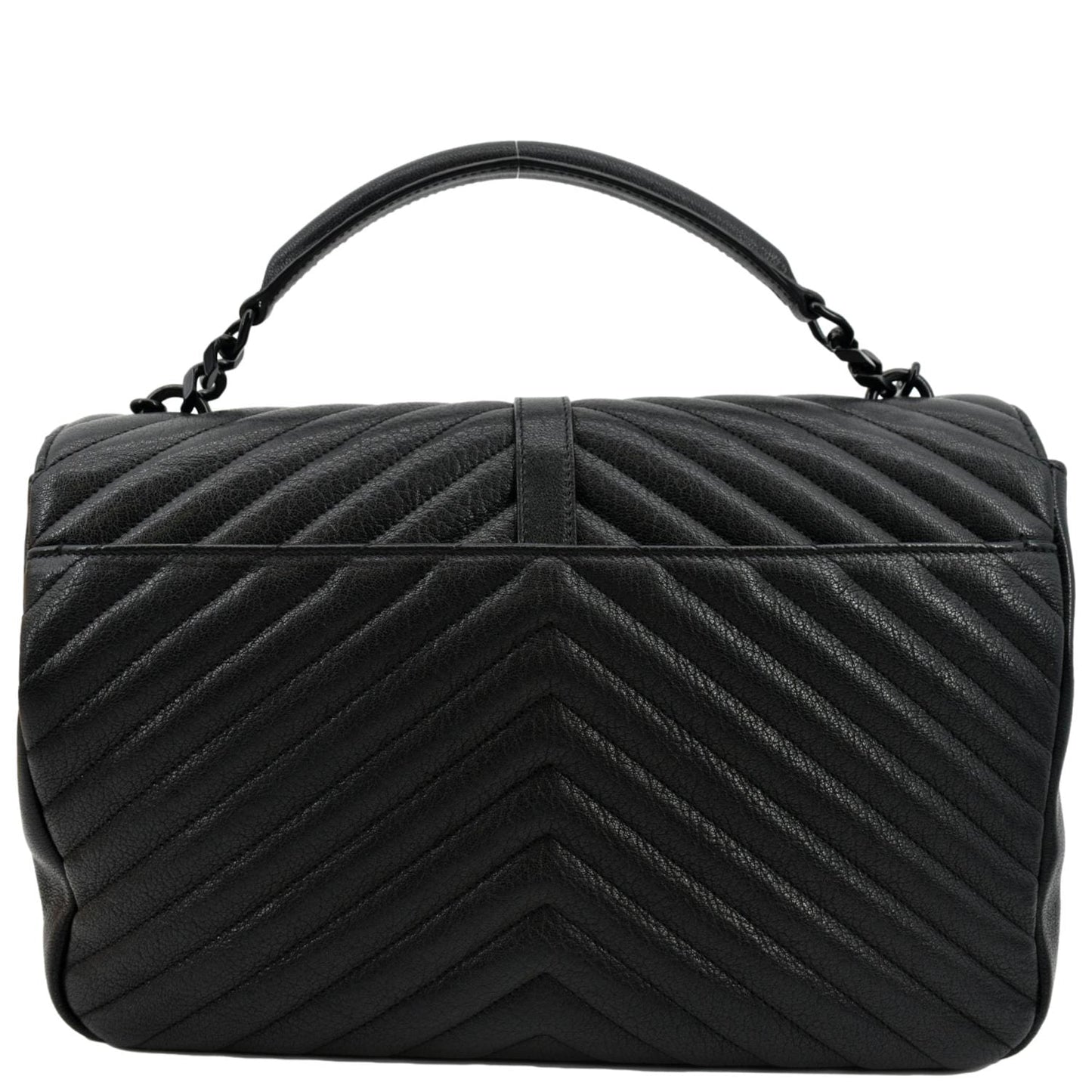 YVES SAINT LAURENT College Large Lambskin Leather Shoulder Chain Bag Black