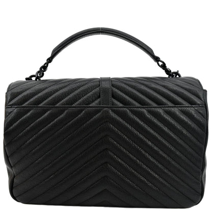 YVES SAINT LAURENT College Large Lambskin Leather Shoulder Chain Bag Black