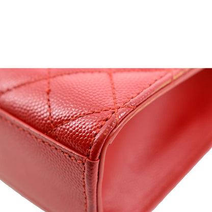 YVES SAINT LAURENT Envelope Flap Matelasse Leather Shoulder Bag Red
