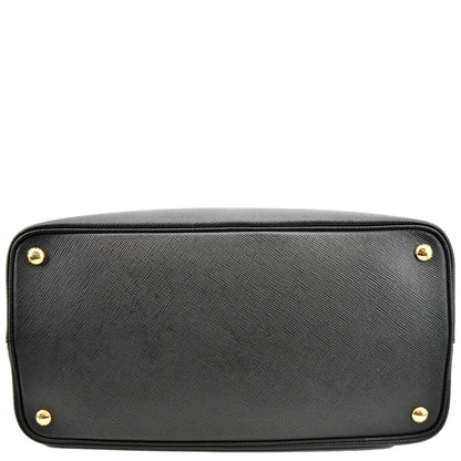 PRADA Medium Double Saffiano Leather Crossbody Bag Black