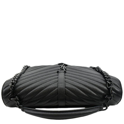 YVES SAINT LAURENT College Large Lambskin Leather Shoulder Chain Bag Black